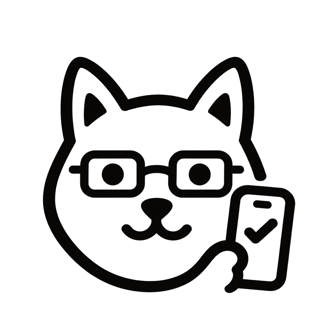 Shiba mit Brille und Smartphone